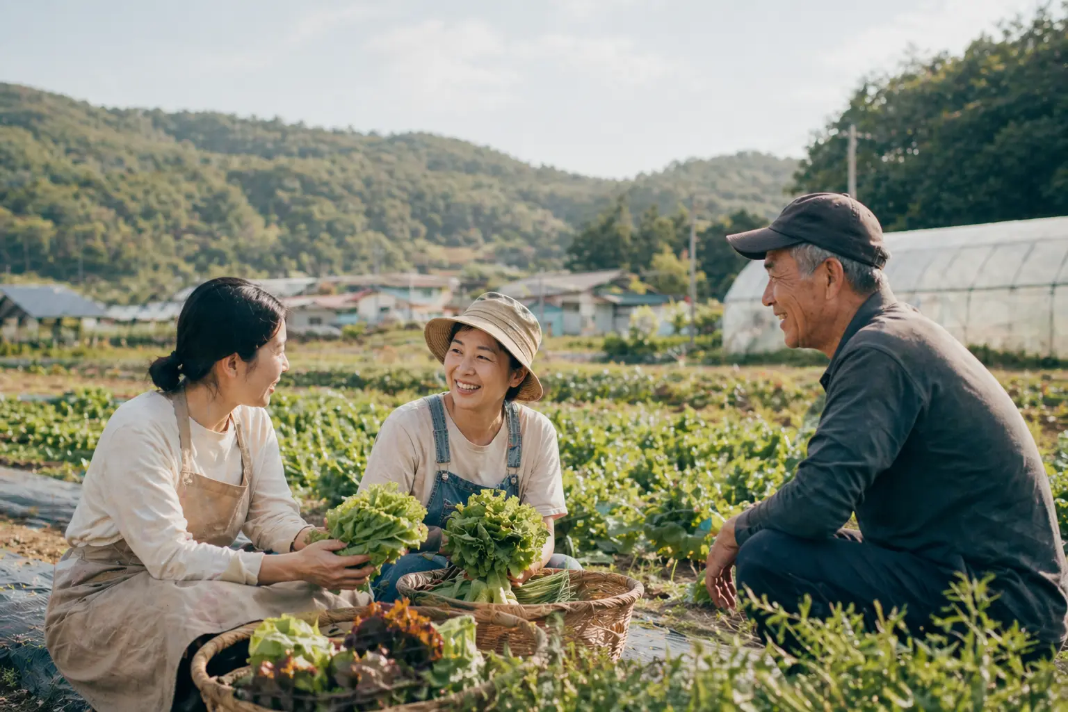 농민과 지역 주민이 함께하는 농촌 풍경