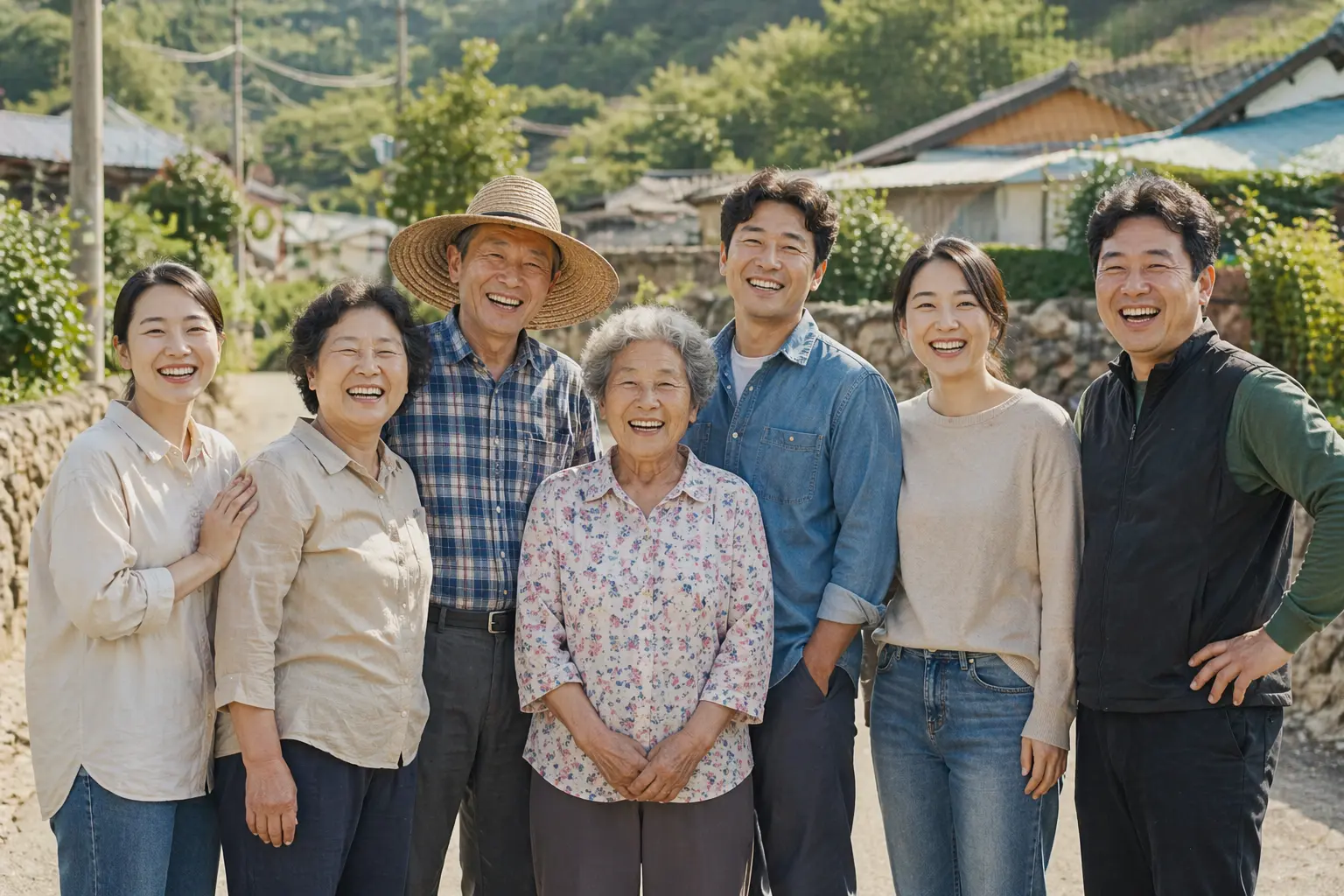 농민과 지역 주민이 함께하는 농촌 풍경