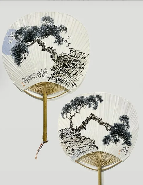문인화 '변치 않는 마음' 부채