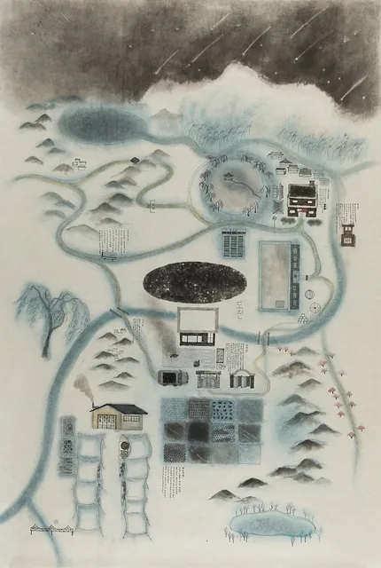 (작품사진)도천, 2019, 순지에 먹, 파스텔, 177x115cm