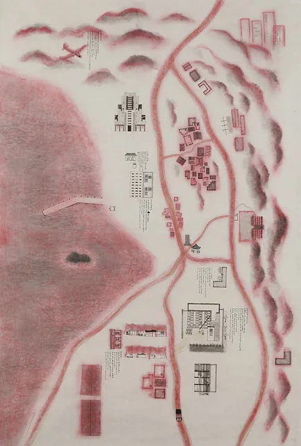 (작품사진)마산, 2019, 순지에 먹, 파스텔, 177x115cm